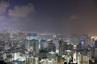 Kowloon, Hong Kong manzarası, gece