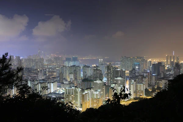 Noche del Kowloon, Hong Kong Skyline —  Fotos de Stock