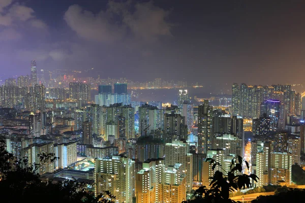 Kowloon, Hong Kong manzarası, gece — Stok fotoğraf