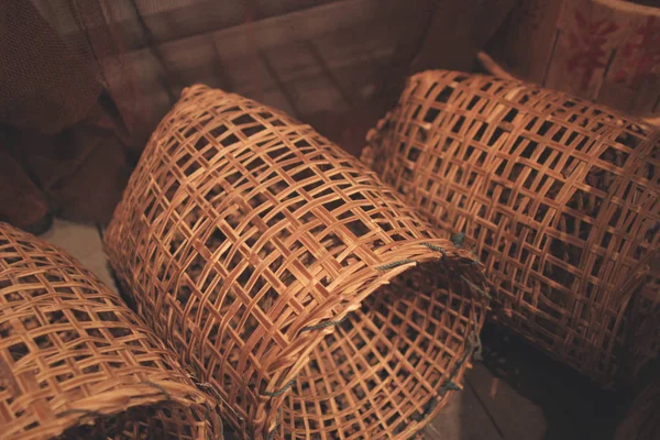 Textura de pared de bambú de madera tejida fondo — Foto de Stock