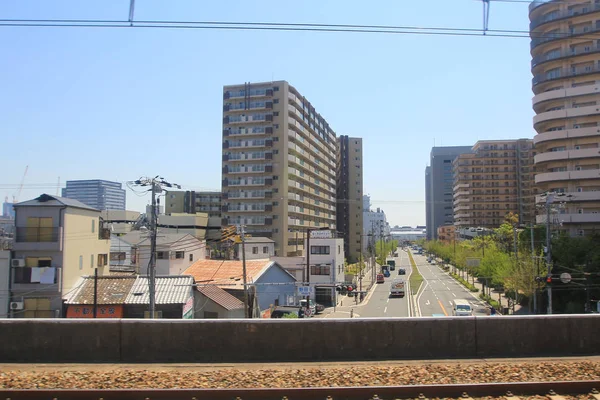 電車で大阪シティー ビュー — ストック写真