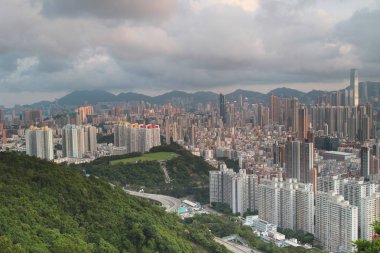 Hong Kong manzarası Kowloon kartal yuvası üzerinden
