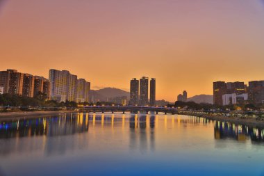 Şing Mun Nehri hk, gün batımı görünümü