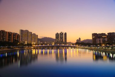 Shatin, Hong Kong, gün batımı görünümü