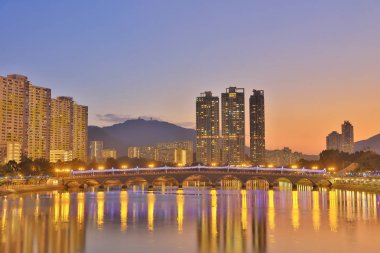 Shatin, Hong Kong, gün batımı görünümü