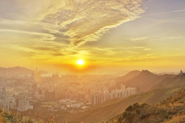Hong Kong cityscape manzarası 2016