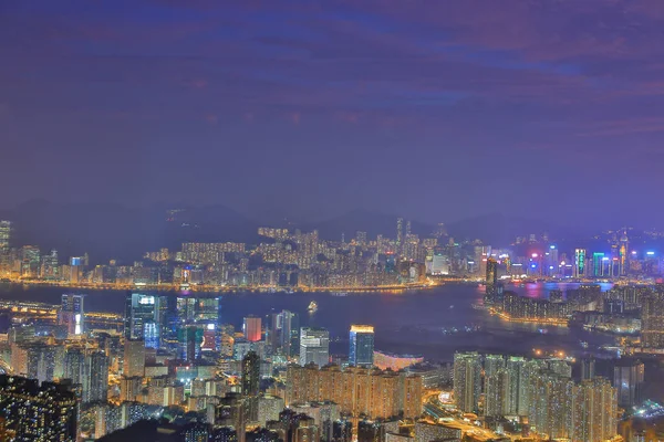 Όμορφη θέα νύχτα στην αιχμή kowloon — Φωτογραφία Αρχείου