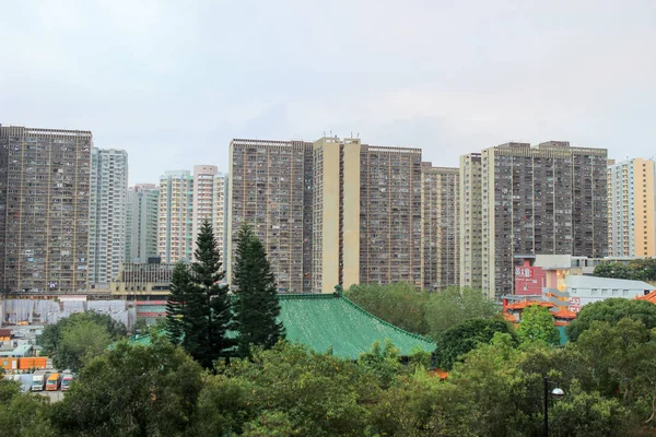 Casas centro de Kowloon com compartimentos — Fotografia de Stock