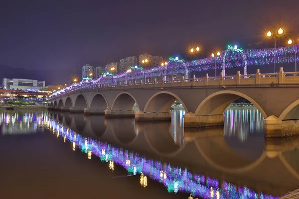 stock image  Sha Tin Festive Lighting at river