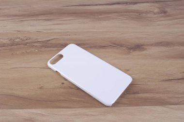 Ahşap arka plan akıllı telefon için durum