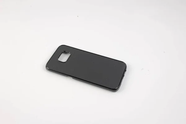 Obudowa na puste czarny telefon makieta — Zdjęcie stockowe