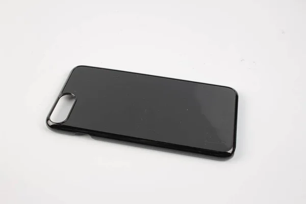 Funda de teléfono negro en blanco maqueta — Foto de Stock