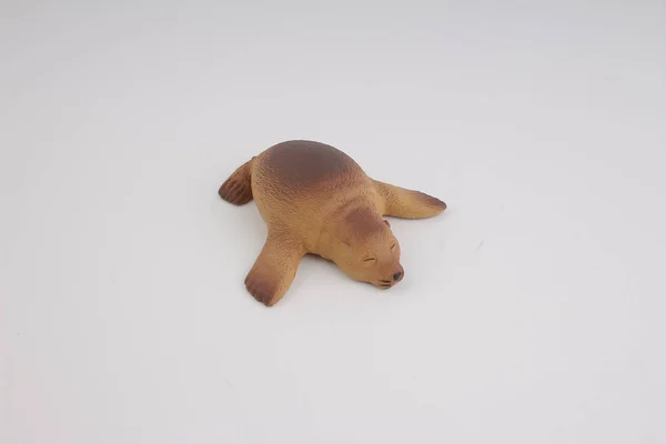 Leão-marinho de plástico, brinquedo com figura — Fotografia de Stock