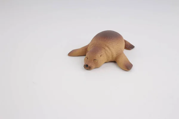 León marino de plástico, juguete con figura — Foto de Stock