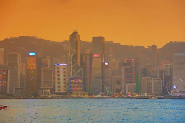 Der Hafen von Hongkong bei Sonnenuntergang — Stockfoto