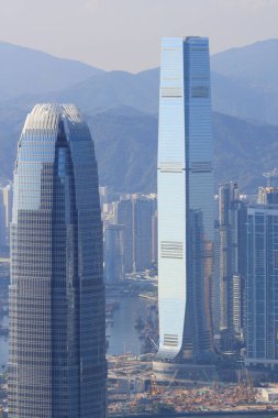 Kalabalık Hong Kong manzarası sahne