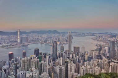 Victoria Peak HK manzarası görünümünden.
