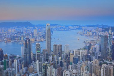 Hong Kong kalabalık yüksek açı bakış açısı