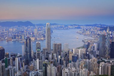 Victoria Peak HK manzarası görünümünden.