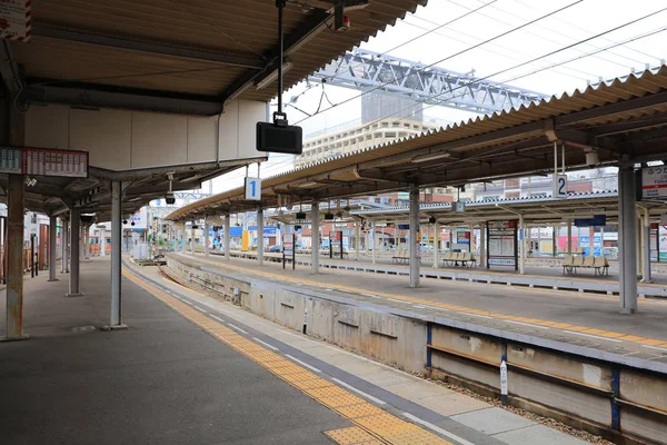 De spoorlijn van Nishitetsu in fukuoka — Stockfoto