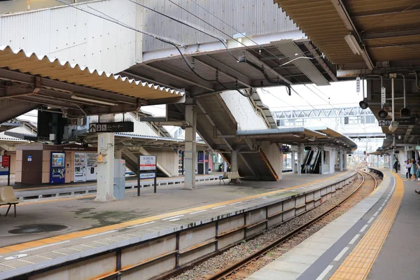 La ferrovia di Nishitetsu a fukuoka — Foto Stock