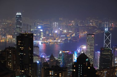  Victoria Peak Hong Kong'dan manzarası. 