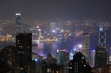  Victoria Peak Hong Kong'dan manzarası. 