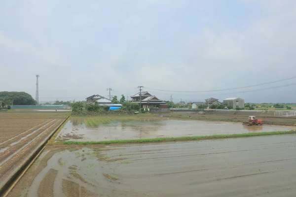Αγρόκτημα στο παρασκήνιο συννεφιασμένη μέρα στο Φουκουόκα — Φωτογραφία Αρχείου