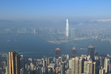 Havadan görünüm silüeti Hong Kong 