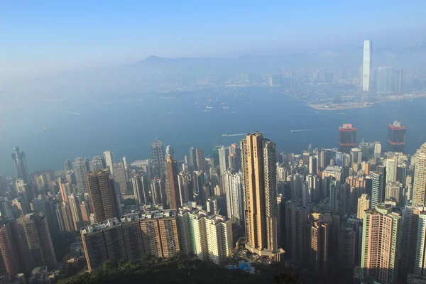 Luftaufnahme der Skyline des Victoria Harbour — Stockfoto