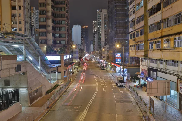 Light trails through the footbridge,hongkong — Stock Photo, Image