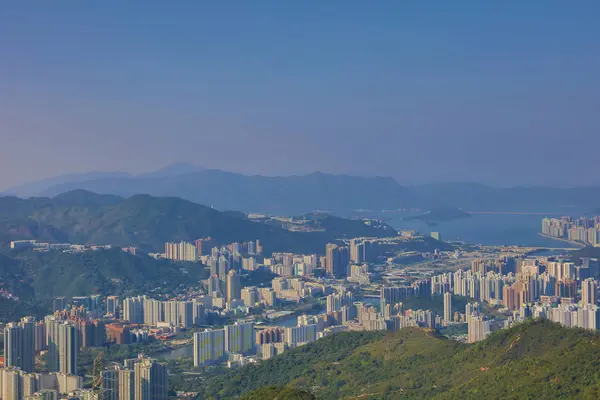 Shatin downtown ve dne na lion rock — Stock fotografie