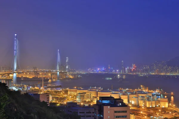 Stone cutters Bridge, Hong Kong at night — Stock Photo, Image