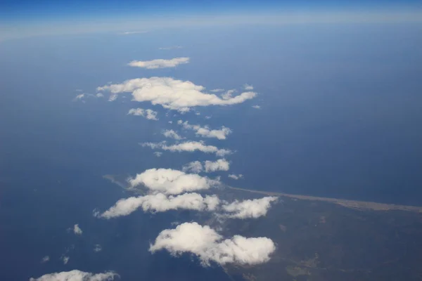 View of the land, fields, and clouds from above — Stock Photo, Image