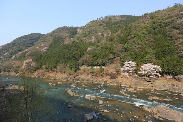 在京都岚山山前桂河 — 图库照片