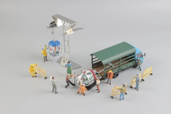 Mini figure with cable car at the site — Stock Photo, Image