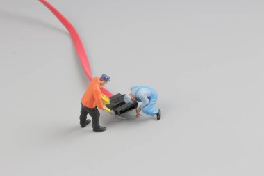 kablosu ile çalışan Mini figürü. Makro fotoğraf