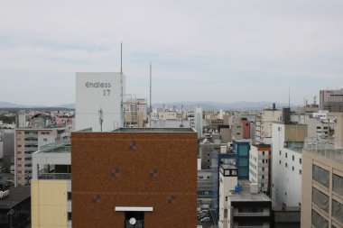 Üstten Görünüm üzerinde merkezi Asahikawa şehir