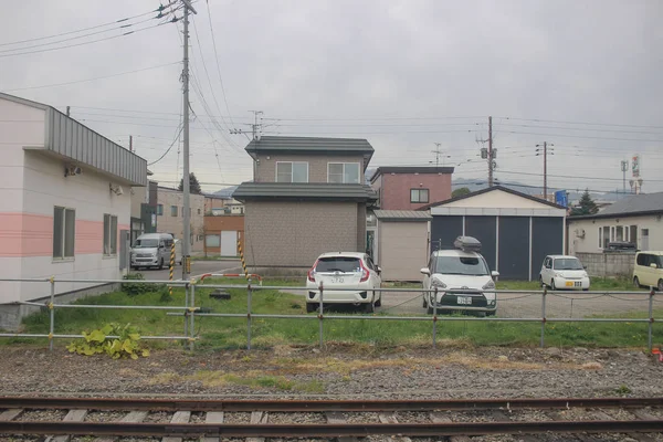 Express train view of Sapporo and Asahikawa — стоковое фото