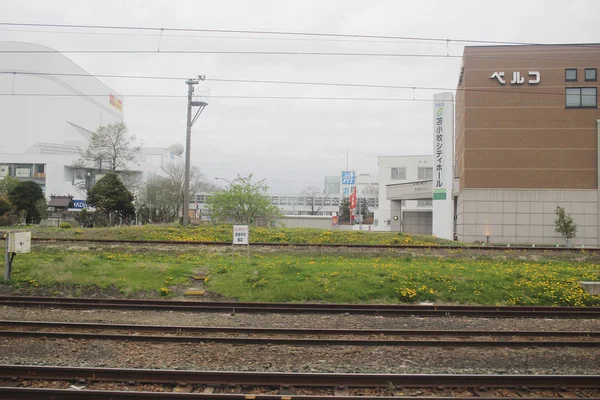 Express train view of Sapporo and Asahikawa — стоковое фото