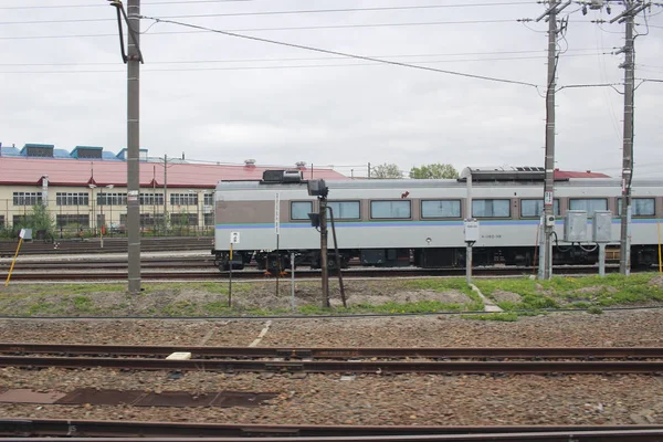 Express train view of Sapporo and Asahikawa — стоковое фото