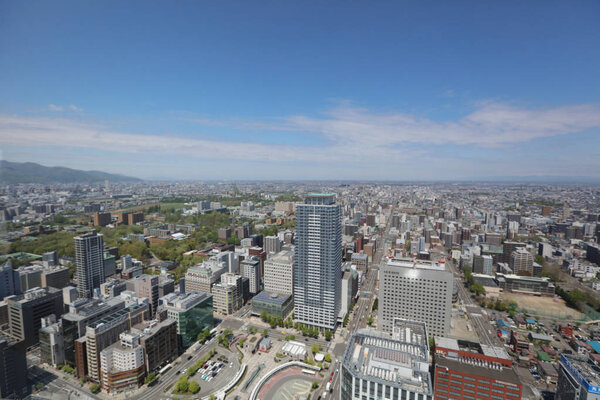 The Aerial view in SAPPORO, HOKKAIDO japan