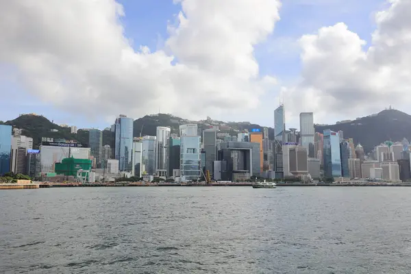 하루 시간 2017에 홍콩 항구 — 스톡 사진