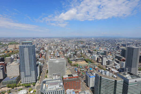 The Aerial view of Sapporo Hokkaido, Japan
