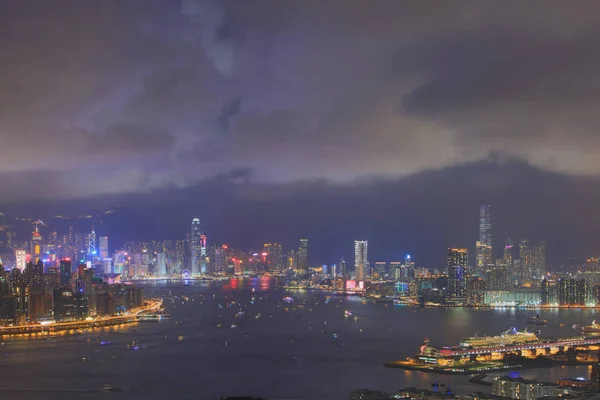 Noční pohled z hong Kongu 2017 — Stock fotografie