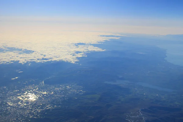 HOKKAIDO, JAPÃO Vista aérea do Japão com um avião — Fotografia de Stock