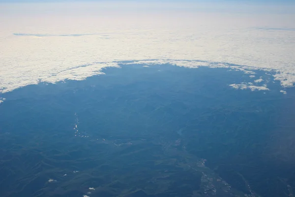 Hokkaido, Japonsko Japonsko letecký pohled s letadlem — Stock fotografie