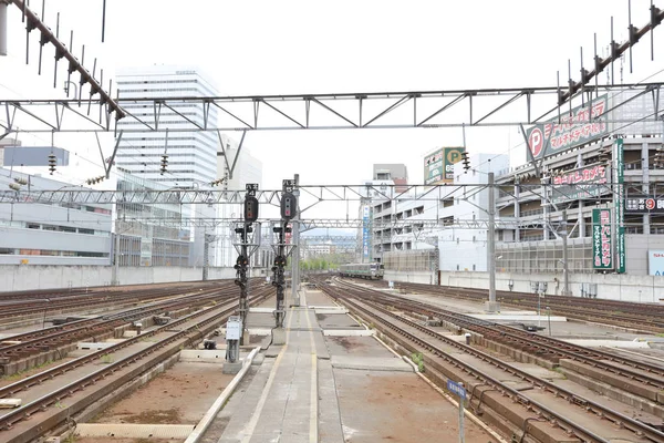 北海道の札幌駅で停車を列車します。. — ストック写真