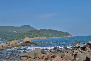 Okyanus plaj kıyısında taş