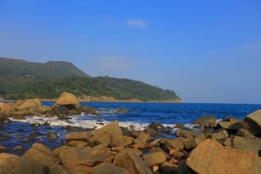 Okyanus plaj kıyısında taş